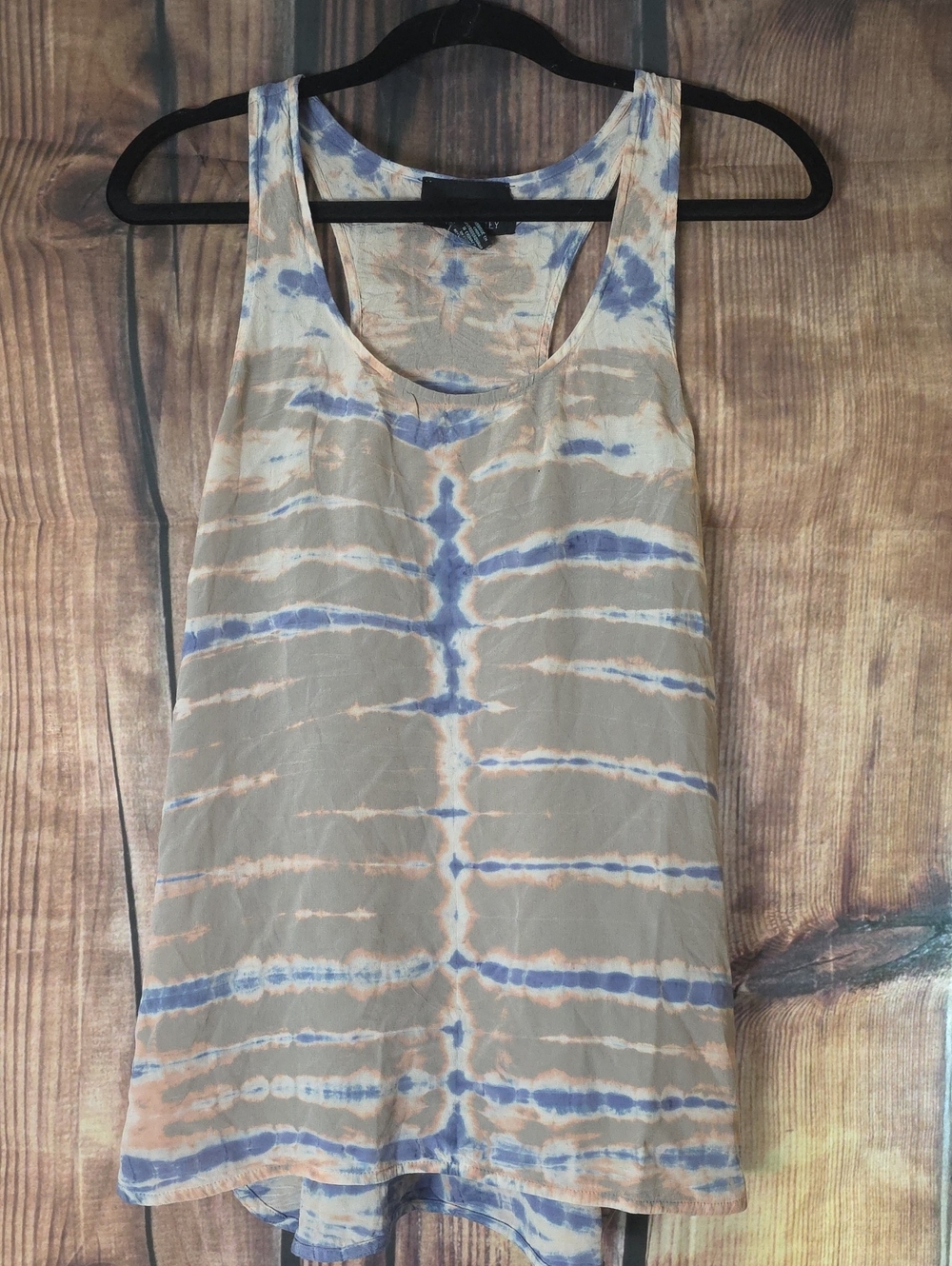 Cynthia Rowley Medium Blue & Tan Tie-Dye Racerback Tank